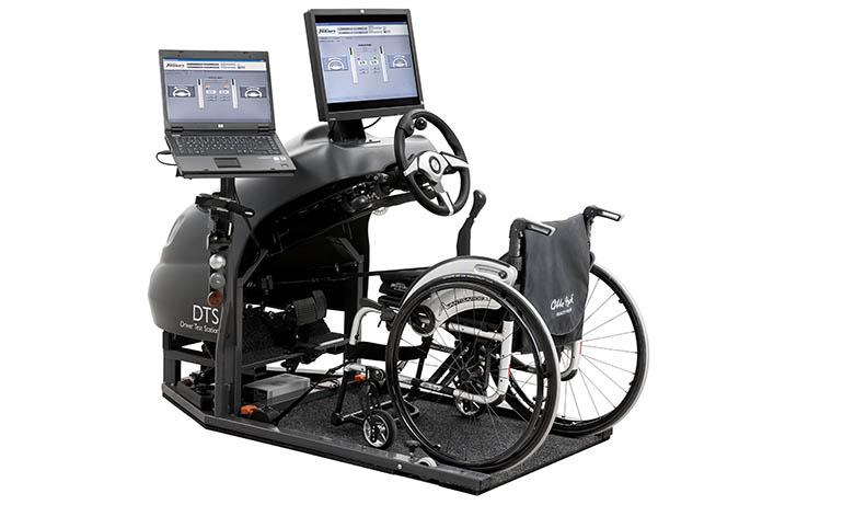 Wheelchair on a driver test station